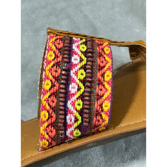 Nicole Women 7.5 M Dragon Faux Leather Slides Slip On Multi Color Toe Wrap - Picture 13 of 15